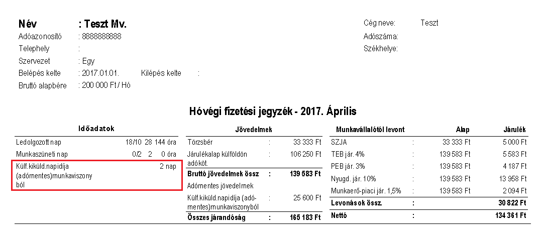 Külföldi kiküldetés a fizetési jegyzéken