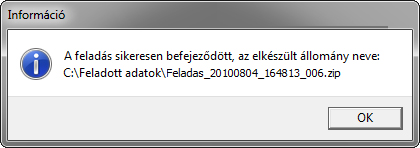 A feladás sikeresen befejeződött