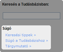 Sikertelen keresés esetén tekintse meg a Tudásbázis Súgóját