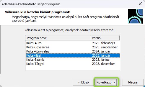  A programok közül válassza ki a Kulcs-Házit